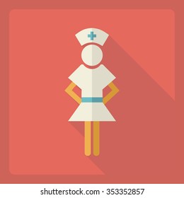 Flat modern design with shadow  Icon nurse