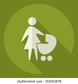 Flat modern design with shadow  Icon mother with her baby