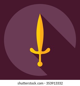 Flat modern design with shadow  Icon sword