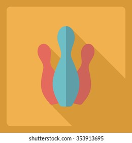 Flat modern design with shadow  Icon bowling