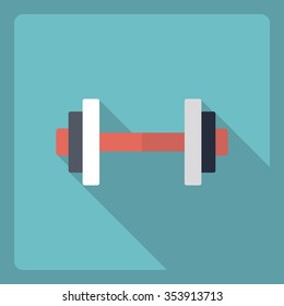 Flat modern design with shadow  Icon  dumbbell