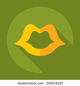 Flat modern design with shadow Icon  lips