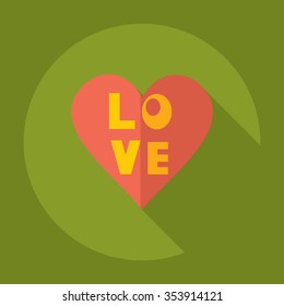 Flat modern design with shadow Icon  heart