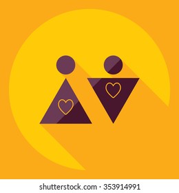 Flat modern design with shadow  Icon couple in love