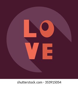 Flat modern design with shadow Icon  the word love