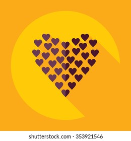 Flat modern design with shadow Icon  heart