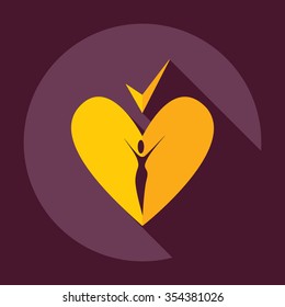 Flat modern design with shadow  Icon healthy heart