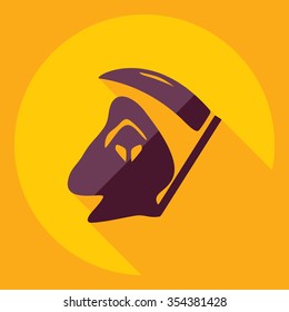 Flat modern design with shadow  Icon grim 