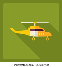 Flat modern design with shadow  Icon helicopter