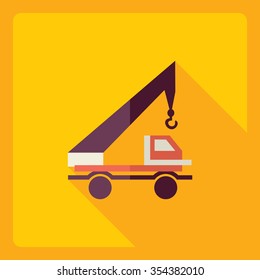 Flat modern design with shadow  Icon truck crane