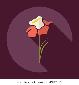 Flat modern design with shadow Icon  flower