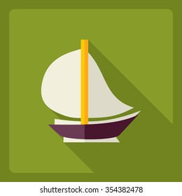 Flat modern design with shadow  Icon yacht