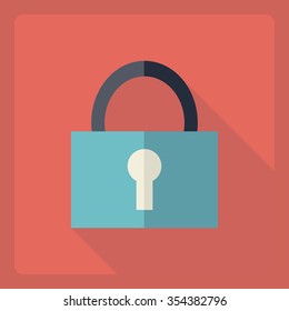 Flat modern design with shadow  Icon lock