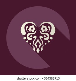Flat modern design with shadow Icon  vintage heart