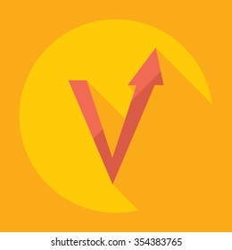 Flat modern design with shadow Icon  arrow