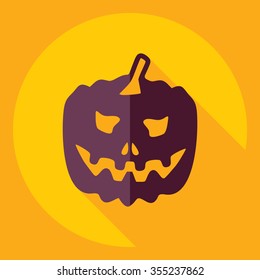 Flat modern design with shadow  Icon pumpkin