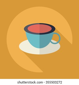 Flat modern design with shadow Icon  a cup of coffee