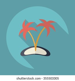 Flat modern design with shadow Icon  palms