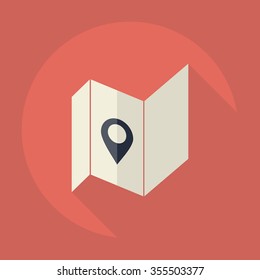 Flat modern design with shadow Icon  map