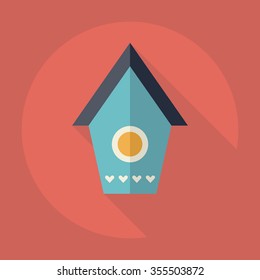 Flat modern design with shadow Icon  bird house