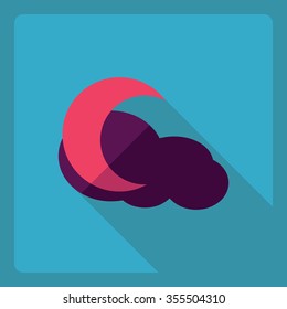 Flat modern design with shadow  Icon night