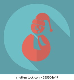 Flat modern design with shadow  Icon snowman