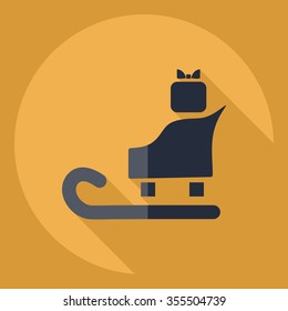 Flat modern design with shadow  Icon Christmas gift on sledge
