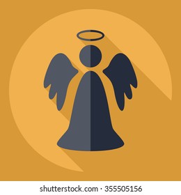Flat modern design with shadow  Icon Christmas angel
