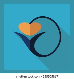 Flat modern design with shadow  Icon heart organ