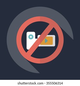 Flat modern design with shadow Icon  symbol ban video