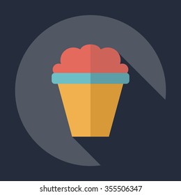 Flat modern design with shadow Icon  bucket of popcorn