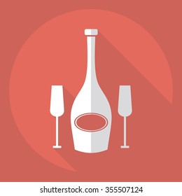 Flat modern design with shadow  Icon champagne