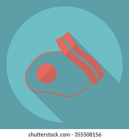 Flat modern design with shadow  Icon bacon and eggs