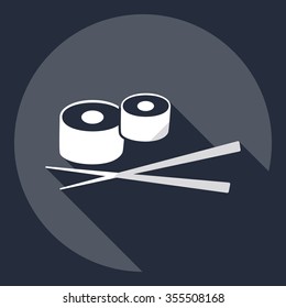 Flat modern design with shadow  Icon sushi
