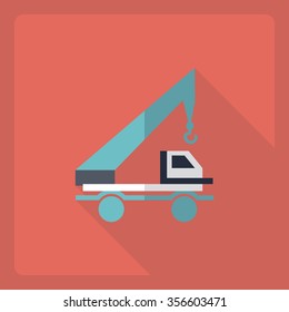 Flat modern design with shadow  Icon truck crane