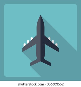 Flat modern design with shadow  Icon aircraft