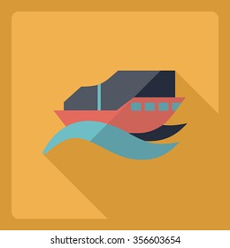 Flat modern design with shadow  Icon yacht