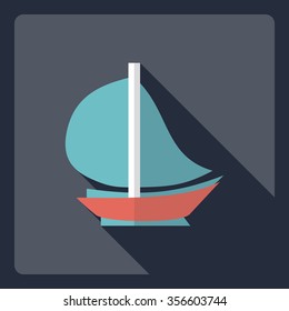 Flat modern design with shadow  Icon yacht