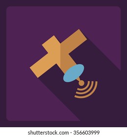 Flat modern design with shadow  Icon satellite