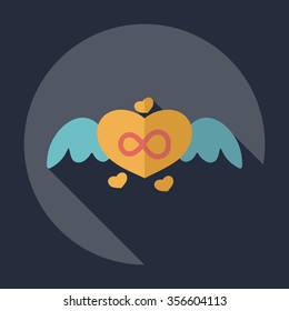 Flat modern design with shadow Icon  heart wings