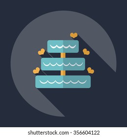 Flat modern design with shadow Icon  a wedding cake