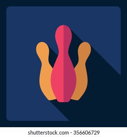 Flat modern design with shadow  Icon bowling