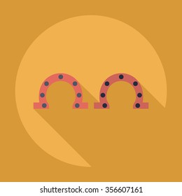 Flat modern design with shadow Icon  horse trail horseshoe