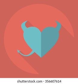 Flat modern design with shadow  Icon heart-devil