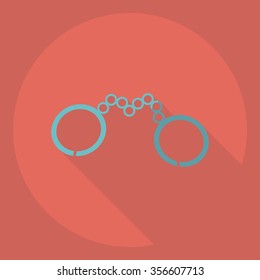 Flat modern design with shadow  Icon handcuffs