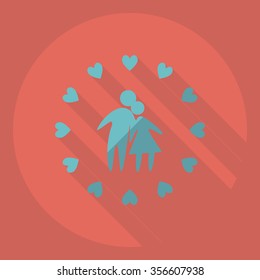 Flat modern design with shadow  Icon couple in love