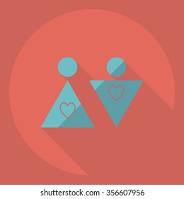 Flat modern design with shadow  Icon couple in love