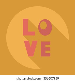 Flat modern design with shadow Icon  the word love