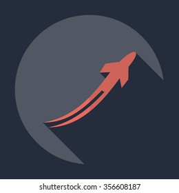 Flat modern design with shadow Icon  plane aircraft