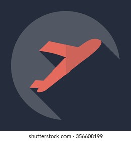 Flat modern design with shadow Icon  plane aircraft